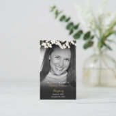 花の白黒フォト葬儀祈りの言葉カード 名刺 (スタンド正面)