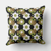 花の真珠とドーナツCamelオリーブ白ブラック クッション (裏面)