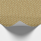 花の着物のプリント、カラメルおよびチョコレート色 ラッピングペーパー (角)