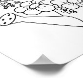 花の着色ページ付き庭散水缶 ポスター (角)