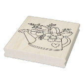 花の着色ページ付き庭散水缶 ラバースタンプ (スタンプ)