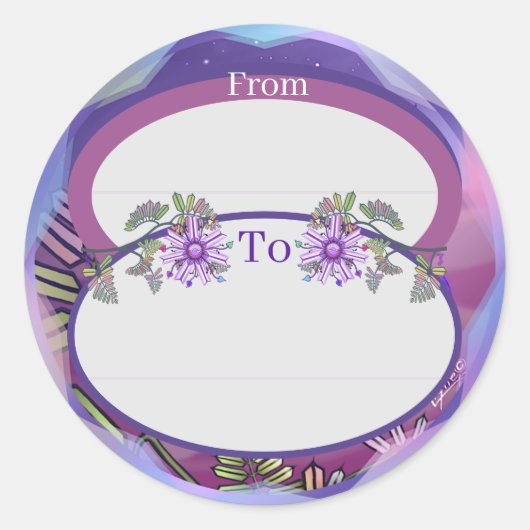 花の砂漠のクラシックの丸いシール ラウンドシール (正面)