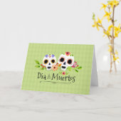 花の砂糖のSkulls Dia de Muertosの挨拶状 カード (黄色い花)