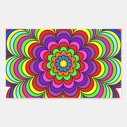 花の破裂 長方形シール (正面)