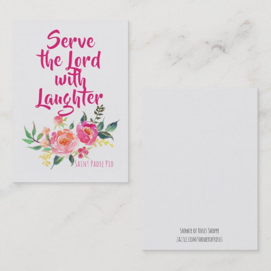 花の神聖なカードとのSt. Padre PIOの引用文 名刺 (正面/裏面)