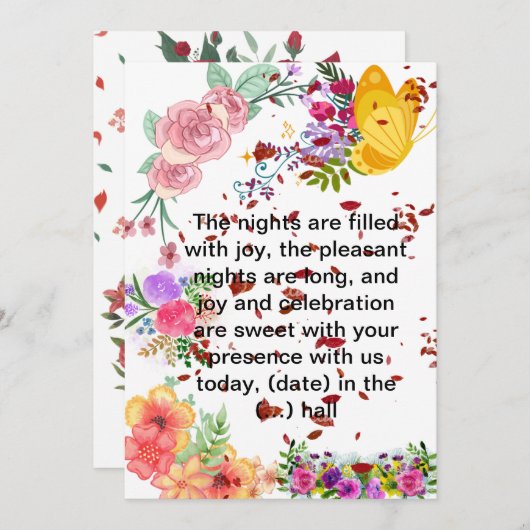 花の祭典招待状カード - 鮮やかな庭園 招待状 (正面/裏面)