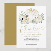 花の秋に恋する 白いパンプキン ブライダルシャワー 招待状 (正面/裏面)