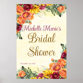 花の秋のブライダルシャワーポスター ポスター