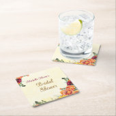 花の秋のブライダルシャワーワインコースター スクエアペーパーコースター (インサイチュ)