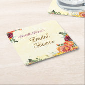 花の秋のブライダルシャワーワインコースター スクエアペーパーコースター (アングル)