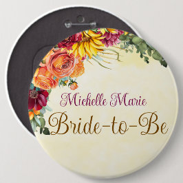 花の秋のブライダルシャワー花嫁ボタン 缶バッジ