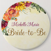 花の秋のブライダルシャワー花嫁ボタン 缶バッジ (正面)