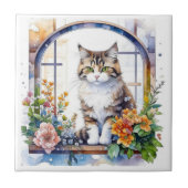花の窓の子ネコ タイル (正面)
