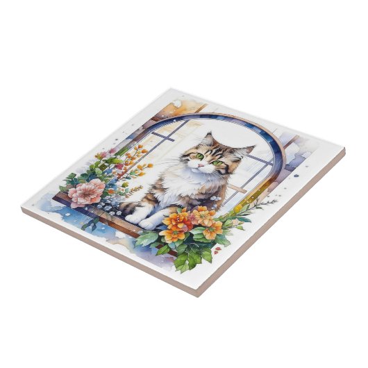 花の窓の子ネコ タイル (側面)