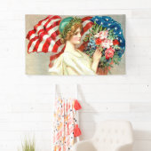 花の米国旗、ヴィンテージのスタイル 横断幕 (インサイチュ)