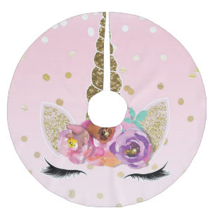 花の粋でモダンなユニコーンの角の金ゴールドの紙吹雪 ブラッシュドポリエステルツリースカート