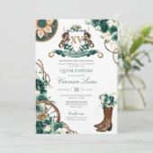 花の紋章チャロ・エメラルドグリーン のキンセアニエラ 招待状 (スタンド正面)