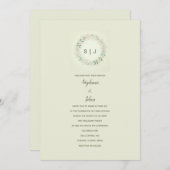 花の紋章 モノグラム ベージュ サーグリーン 結婚式 招待状 (正面/裏面)