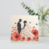 花の紙アートの新婦新郎 招待状 (スタンド正面)
