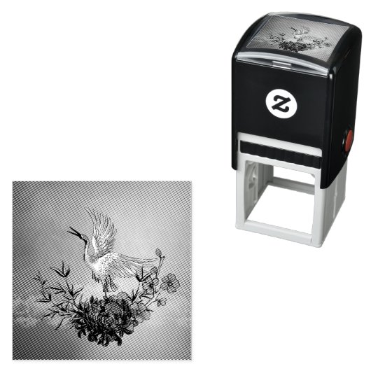 花の素晴らしい鶴 セルフインキングスタンプ (インサイチュ)