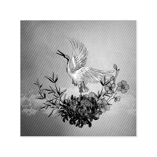 花の素晴らしい鶴 セルフインキングスタンプ (デザイン)