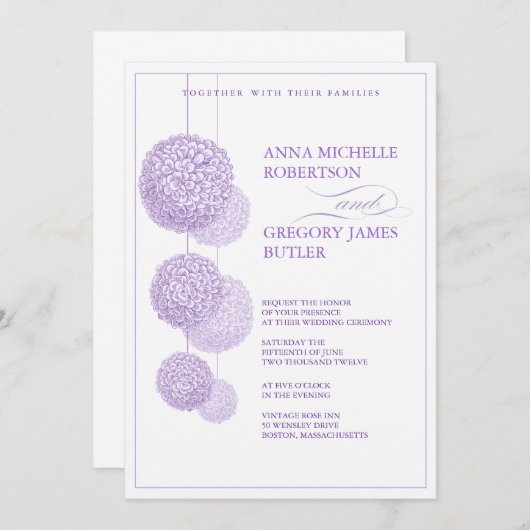 花の素晴らしさの結婚式招待状 招待状 (正面/裏面)