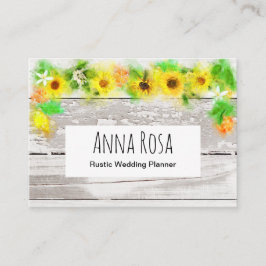 花の素朴で古いヴィンテージの木製のヒマワリレモン 名刺