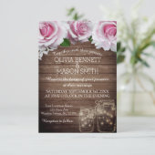 花の素朴なメーソンジャーは結婚式招待状をつけます 招待状 (スタンド正面)