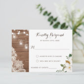 花の素朴な木製のひもはマグノリアRSVPをつけます 招待状 (スタンド正面)