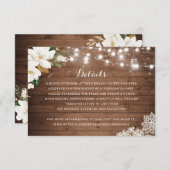 花の素朴な木製のひもは詳細の挿入物をつけます 招待状 (正面/裏面)