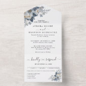 花の素朴な水彩画イラスト オールインワン招待状 (内側)