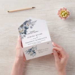 花の素朴な水彩画イラスト オールインワン招待状