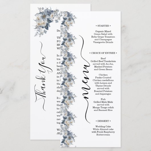 花の素朴な水彩画イラスト メニュー (正面/裏面)