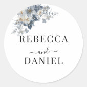 花の素朴な水彩画イラスト ラウンドシール (正面)