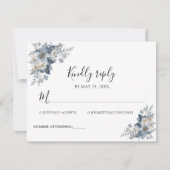 花の素朴な水彩画イラスト 出欠カード (正面)