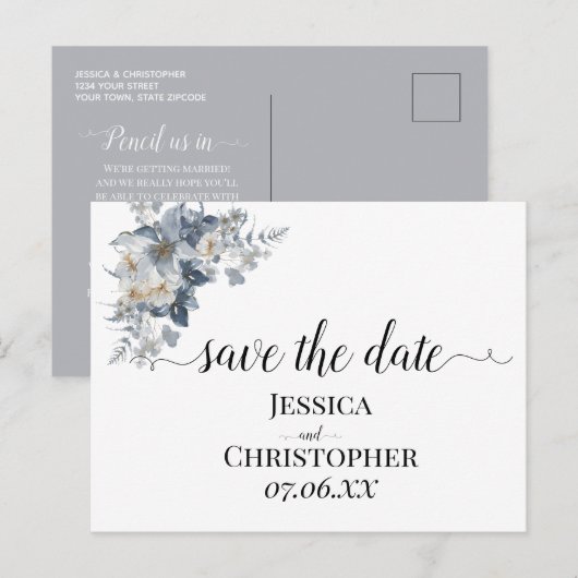 花の素朴な水彩画イラスト 案内ポストカード (正面/裏面)