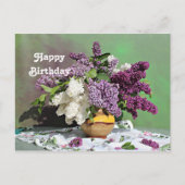 花の紫と白のライラックのブーケ 誕生日 ポストカード (正面)