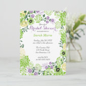花の紫と緑の花輪の招待状 招待状 (スタンド正面)