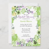 花の紫と緑の花輪の招待状 招待状 (正面)