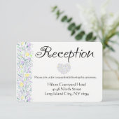 花の紫と黄色の結婚式の披露宴の花 招待状 (スタンド正面)