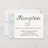 花の紫と黄色の結婚式の披露宴の花 招待状 (正面)