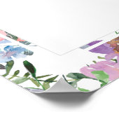 花の紫のブッシュ ウェルカムサイン 結婚前のお祝い ポスター (角)