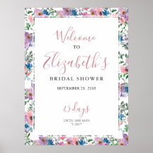 花の紫のブッシュ ウェルカムサイン 結婚前のお祝い