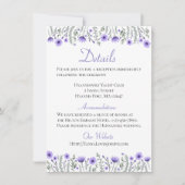 花の紫の花の詳細と方向のウェディングカード 招待状 (正面)