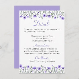花の紫の花の詳細と方向 結婚式 招待状