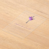 花の紫の金色のバラのクロス 女の子の洗礼 アクリル招待状 (レイダウン)