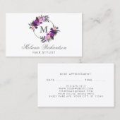 花の紫色のすみれ色の美容師のアポイントメントM 予約カード (正面/裏面)
