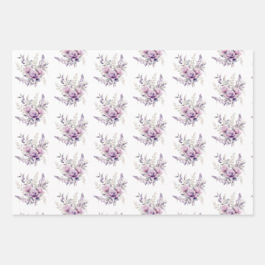花の紫色のピンクの花 ラベンダー 花 ラッピングペーパーシート (正面)