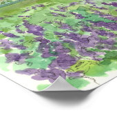 花の紫色のルピネフィールド水彩草原 ポスター (角)