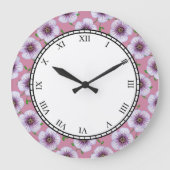 花の紫色の庭によってはローマディジットが開花します ラージ壁時計 (正面)